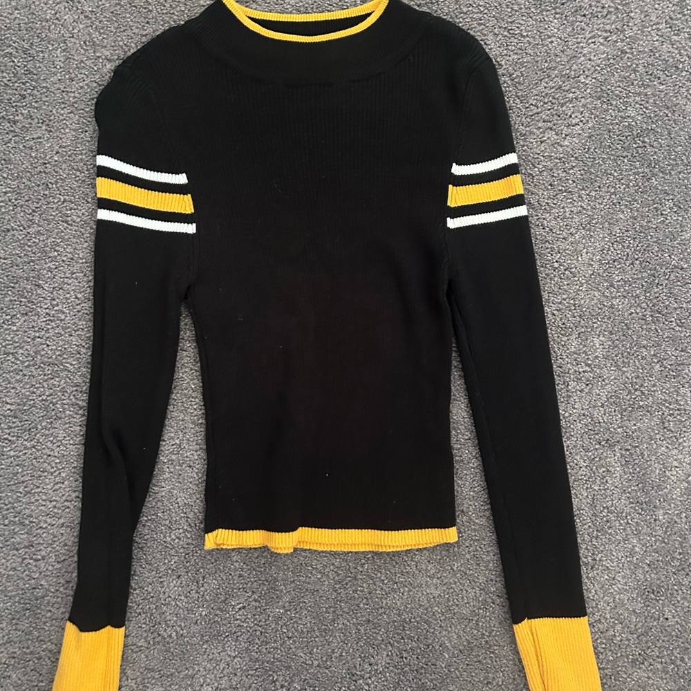 Topshop Black Knit with Yellow Trim
